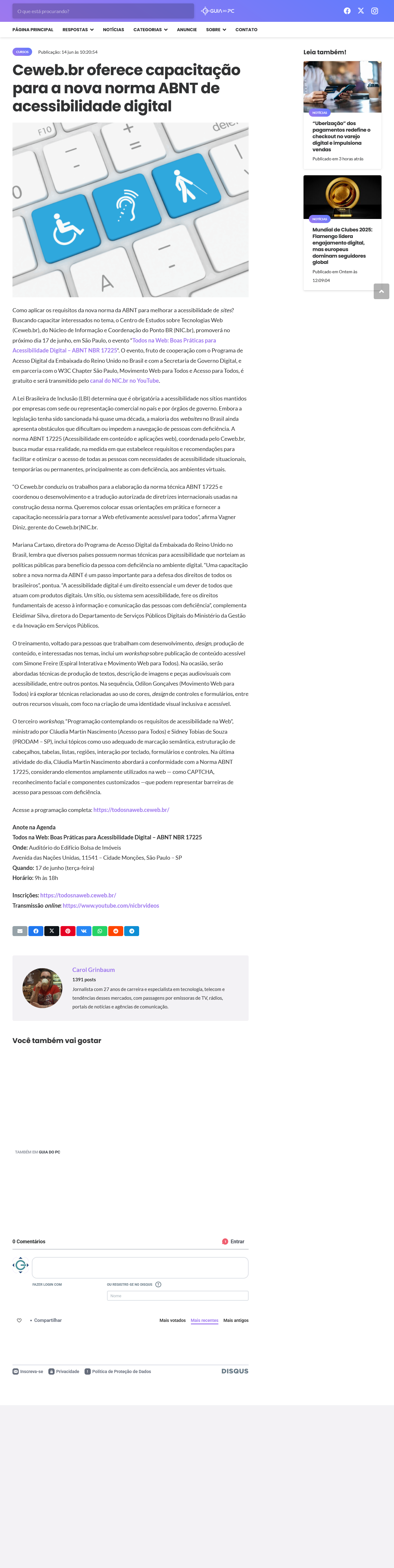 Ceweb.br oferece capacitação para a nova norma ABNT de acessibilidade digital